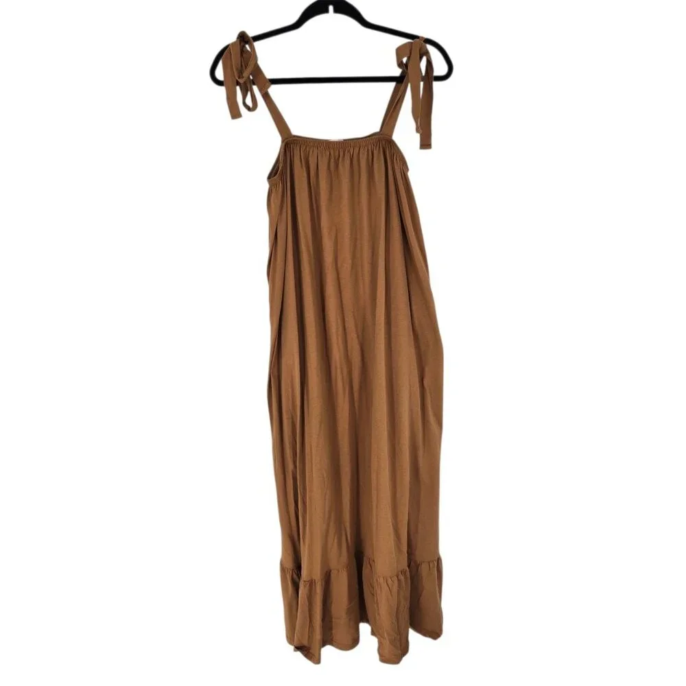 Stitchdrop womens size medium brown halter tie shoulder strap midi dress NWT - Picture 1 of 8